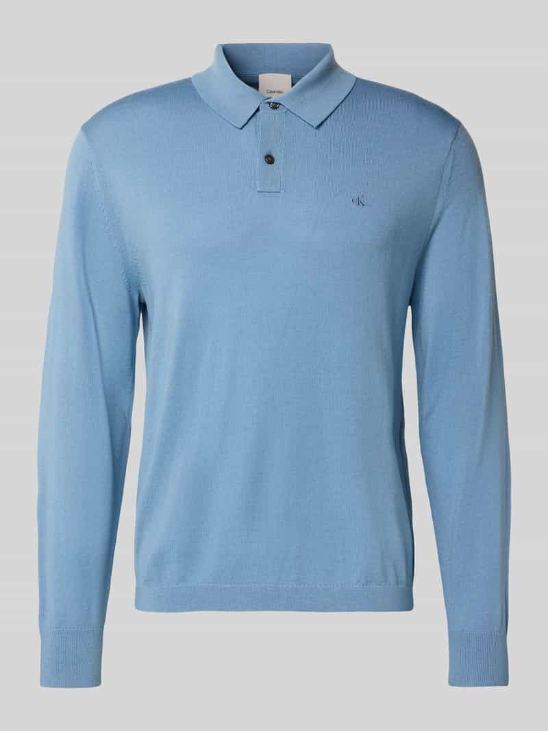 Sweter z dzianiny z kołnierzykiem polo