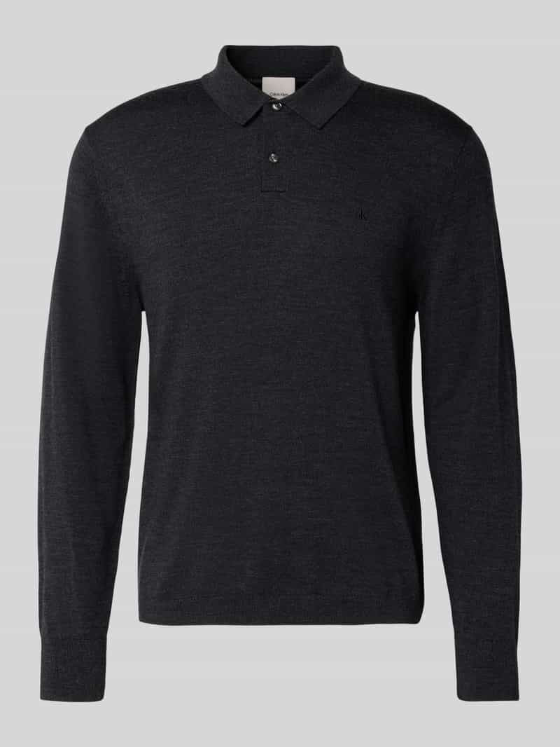 Sweter z dzianiny z kołnierzykiem polo
