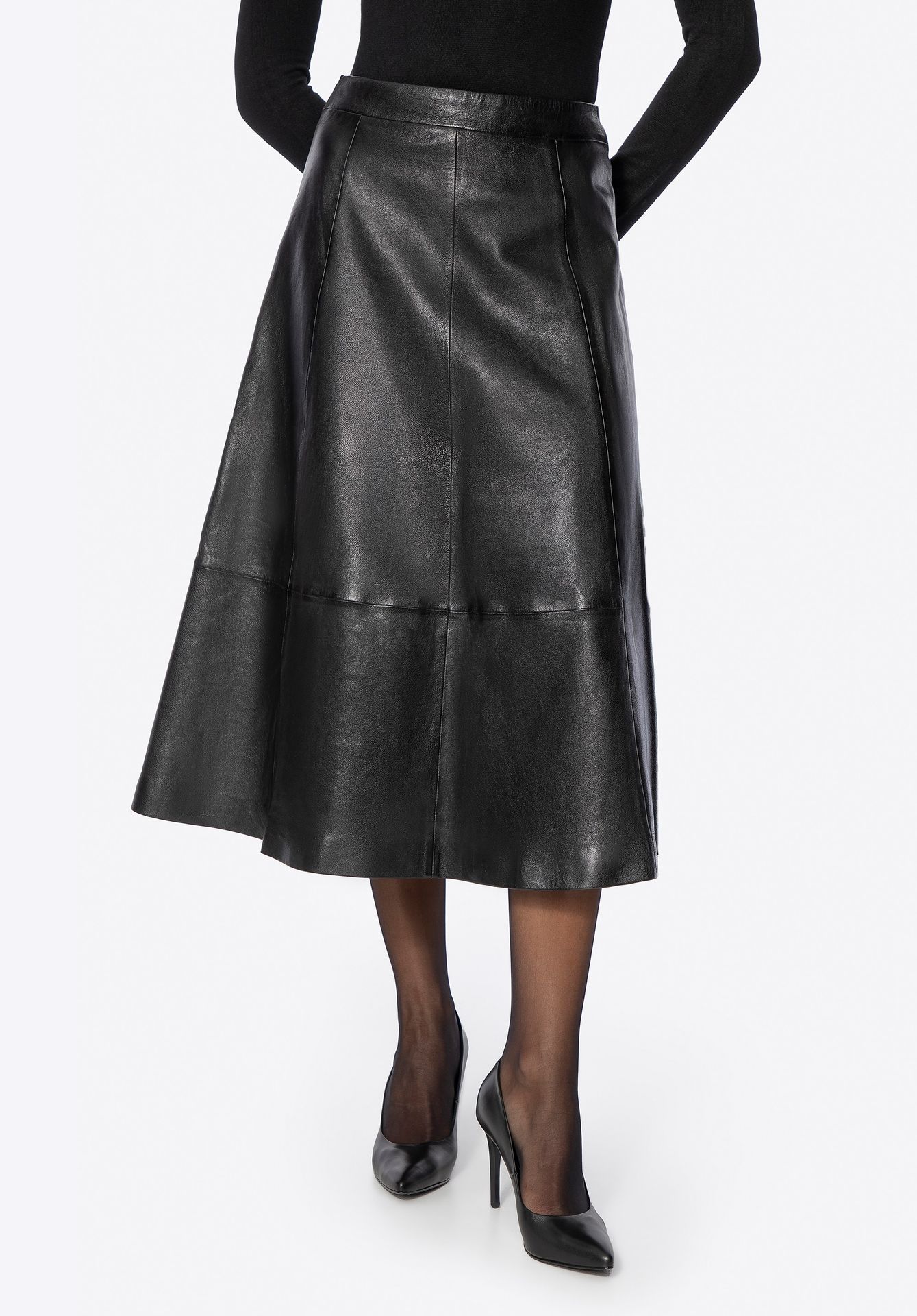 Skórzana spódnica midi czarna