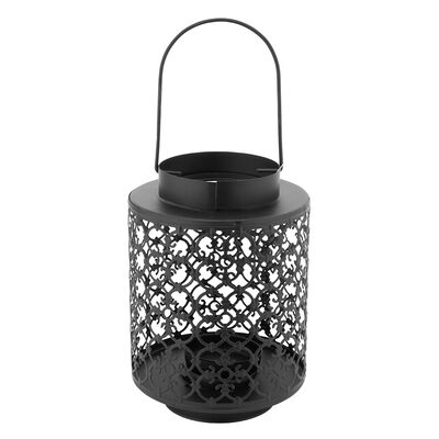 Latarenka metalowa ażurowa z uchwytem 18,5 cm czarny
