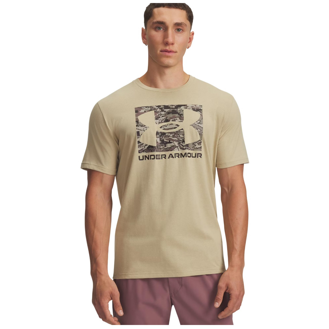 Koszulka męska Under Armour ABC Camo Boxed Logo SS Rozmiar: L / Kolor: jasnobrązowy