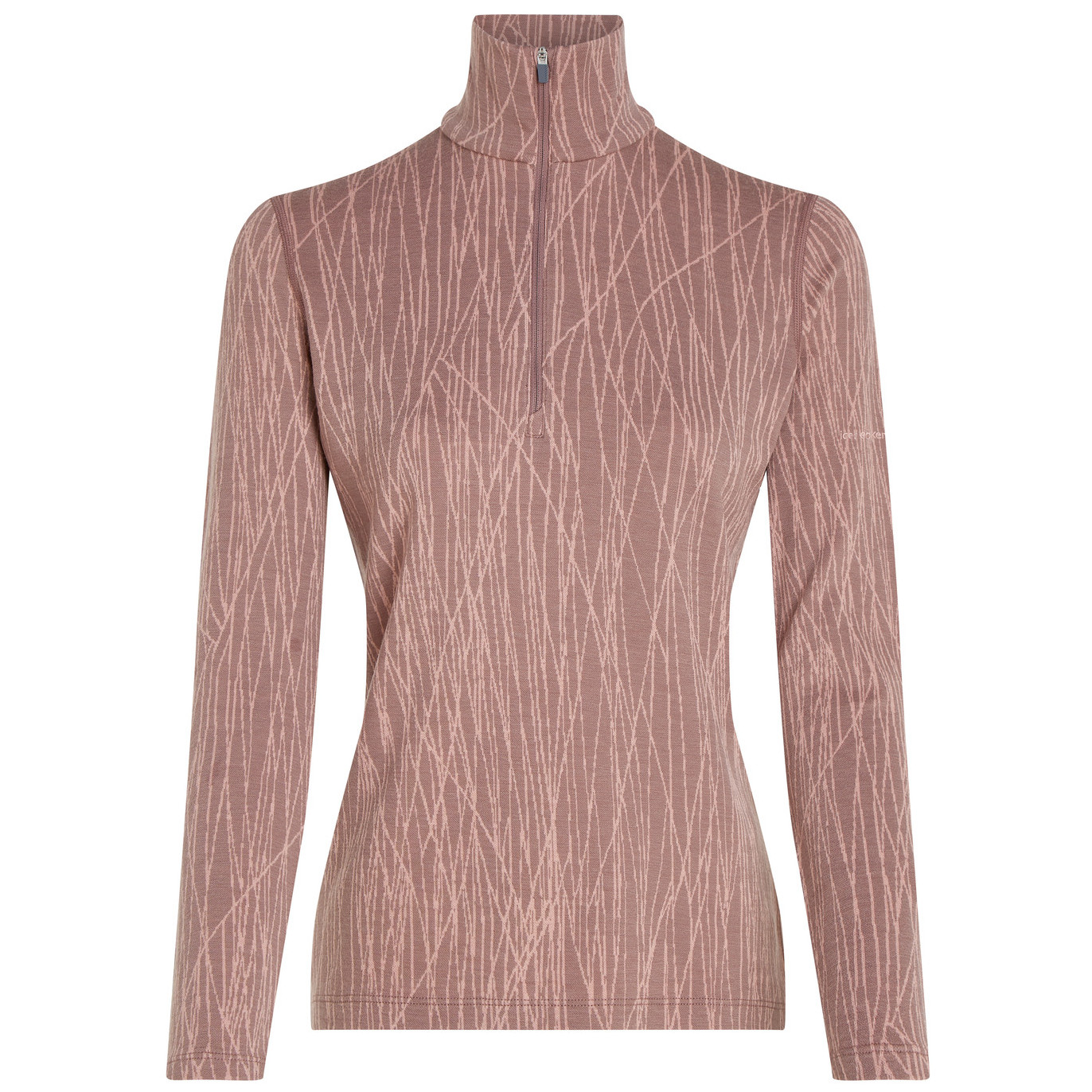 Damska koszulka Icebreaker Women Merino 260 Tech Vertex LS Half Zip Delta Lines AOP Rozmiar: S / Kolor: brązowy