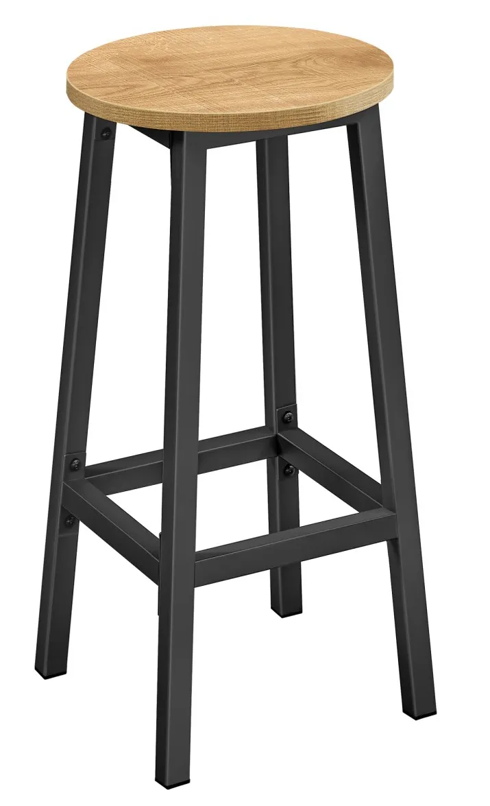 Wysoki dewniany taboret dąb + czarny Z1-P69
