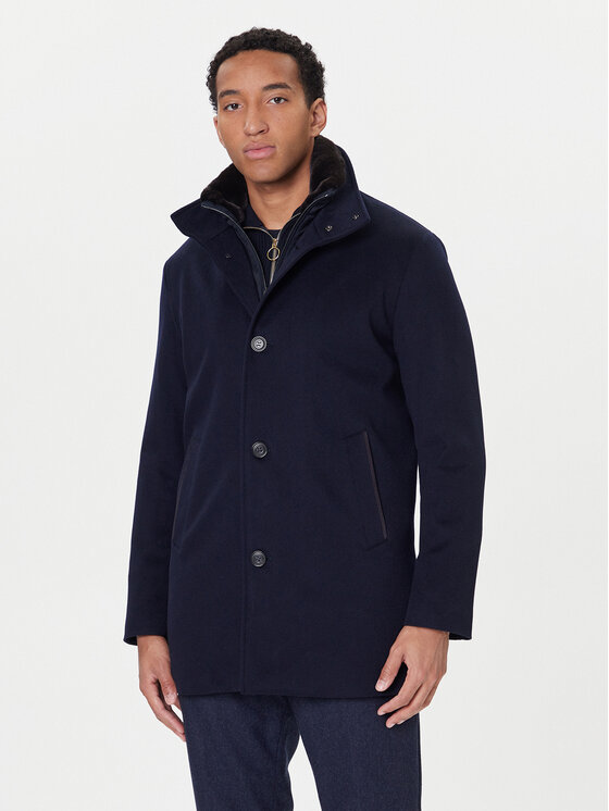 Paul&Shark Płaszcz wełniany 15312418 Granatowy Regular Fit