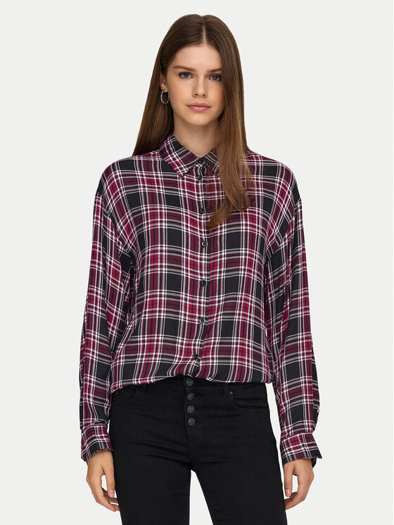 ONLY Koszula Evia 15355741 Bordowy Loose Fit