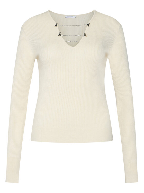 Patrizia Pepe Sweter 2K0331/K7S0-ecW405 Écru Regular Fit