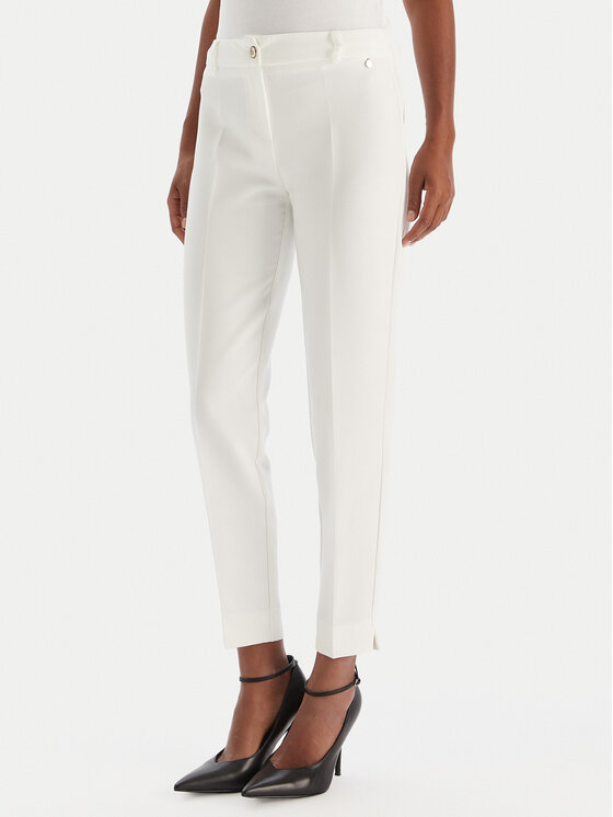 Maryley Spodnie materiałowe 25IB52Z/M17/43BC Biały Regular Fit