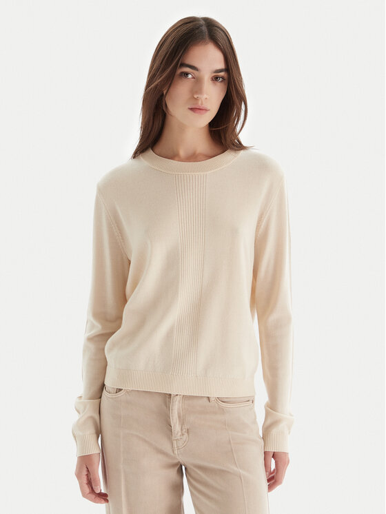 Patrizia Pepe Sweter 2K0363/KM36-W405 Écru Regular Fit