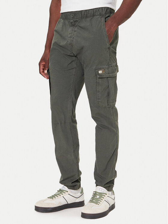 Tommy Jeans Spodnie materiałowe DM0DM22003 Zielony Regular Fit