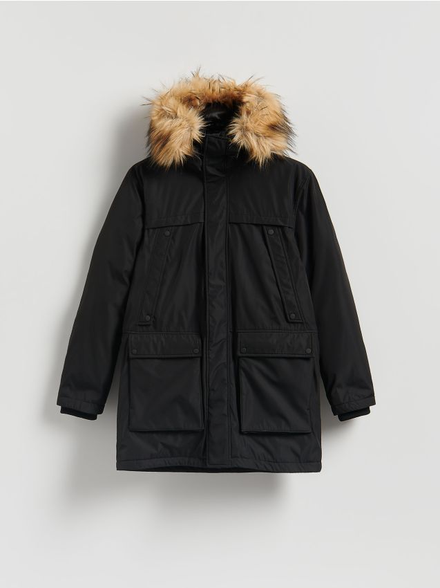 Reserved - Kurtka parka z kapturem - czarny