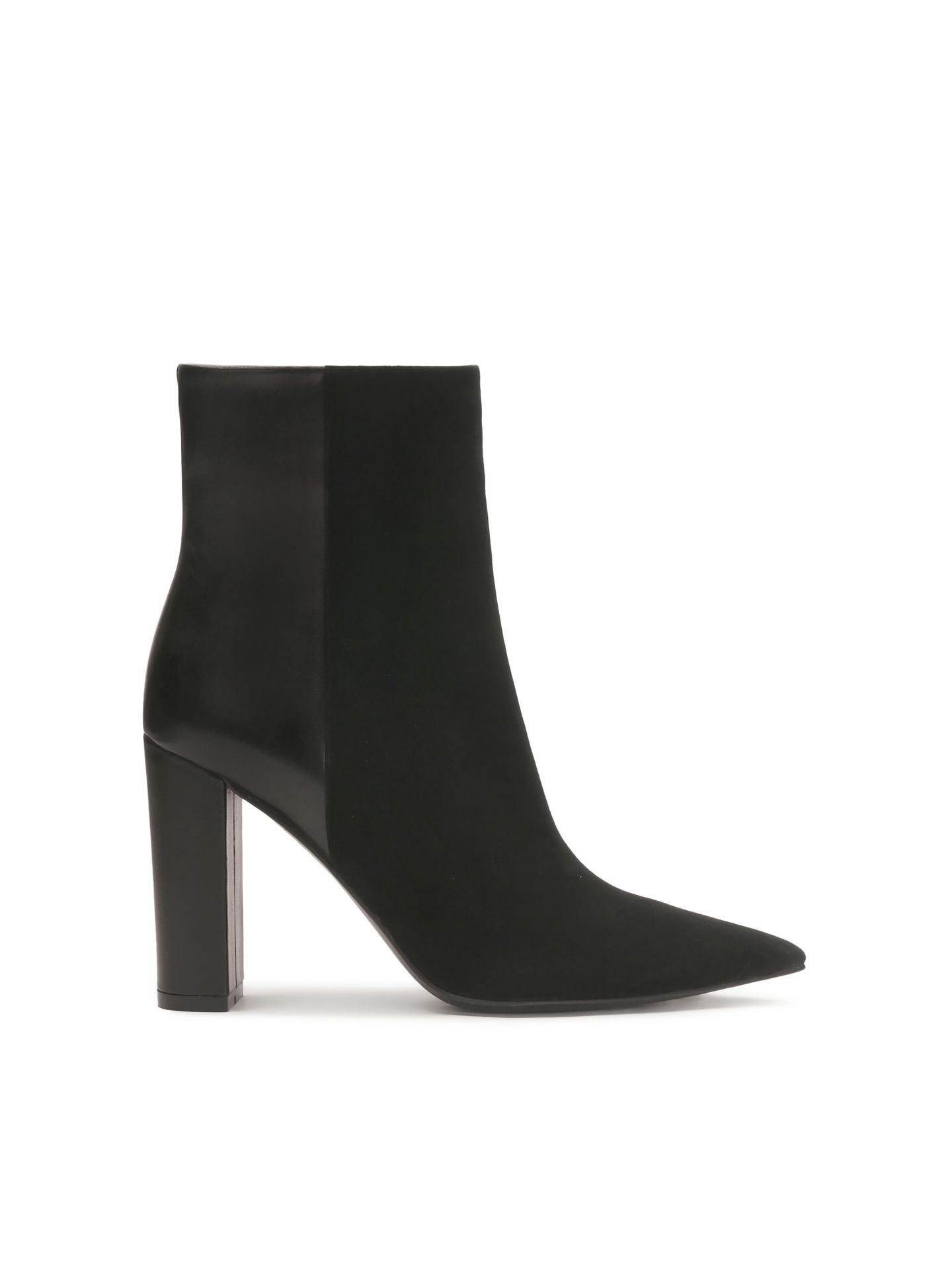 Czarne botki z zamszu i gładkiej skóry - 40