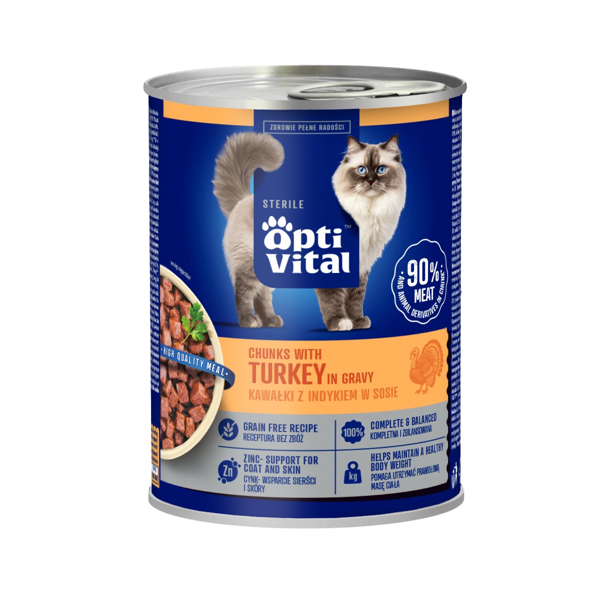 Mokra karma dla sterylizowanych kotów z indykiem w sosie OptiVital 415 g