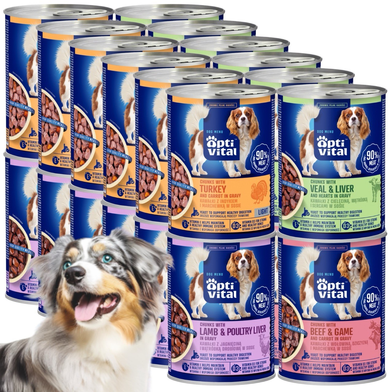 Zestaw mokra karma dla psa MIX SMAKÓW w sosie OptiVital 24x 415 g