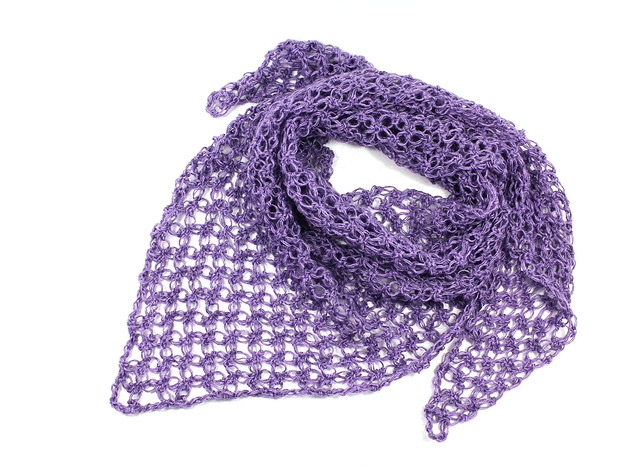 Chusta apaszka na szydełku fioletowa