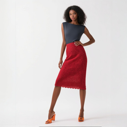 Ołówkowa spódnica z koronki