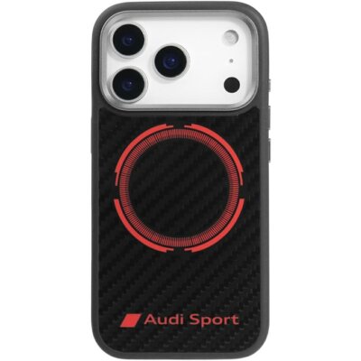 Etui AUDI RSQ Carbon Fiber Sport Red Circle MagSafe do Apple iPhone 17 Pro Czarny