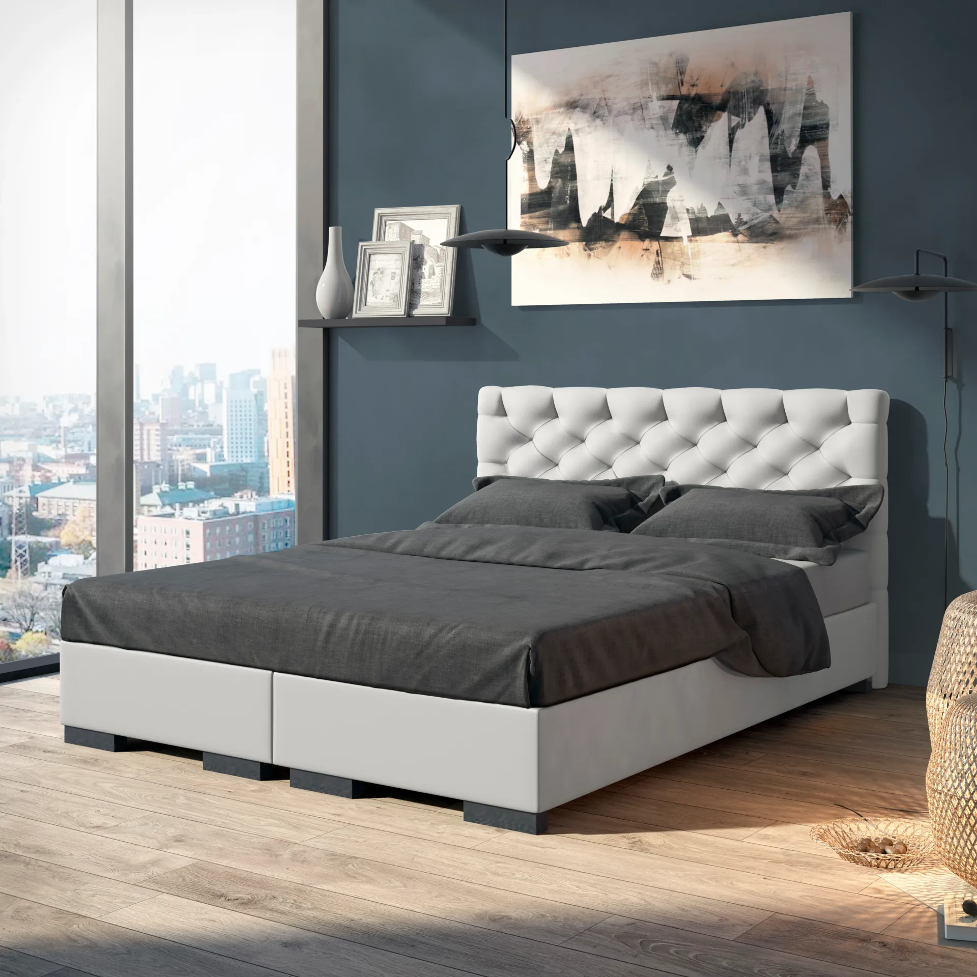 Łóżko Prestige kontynentalne 140x200 z pojemnikiem, grupa 1 ramowe/kontynentalne, tapicerowane, z pojemnikiem