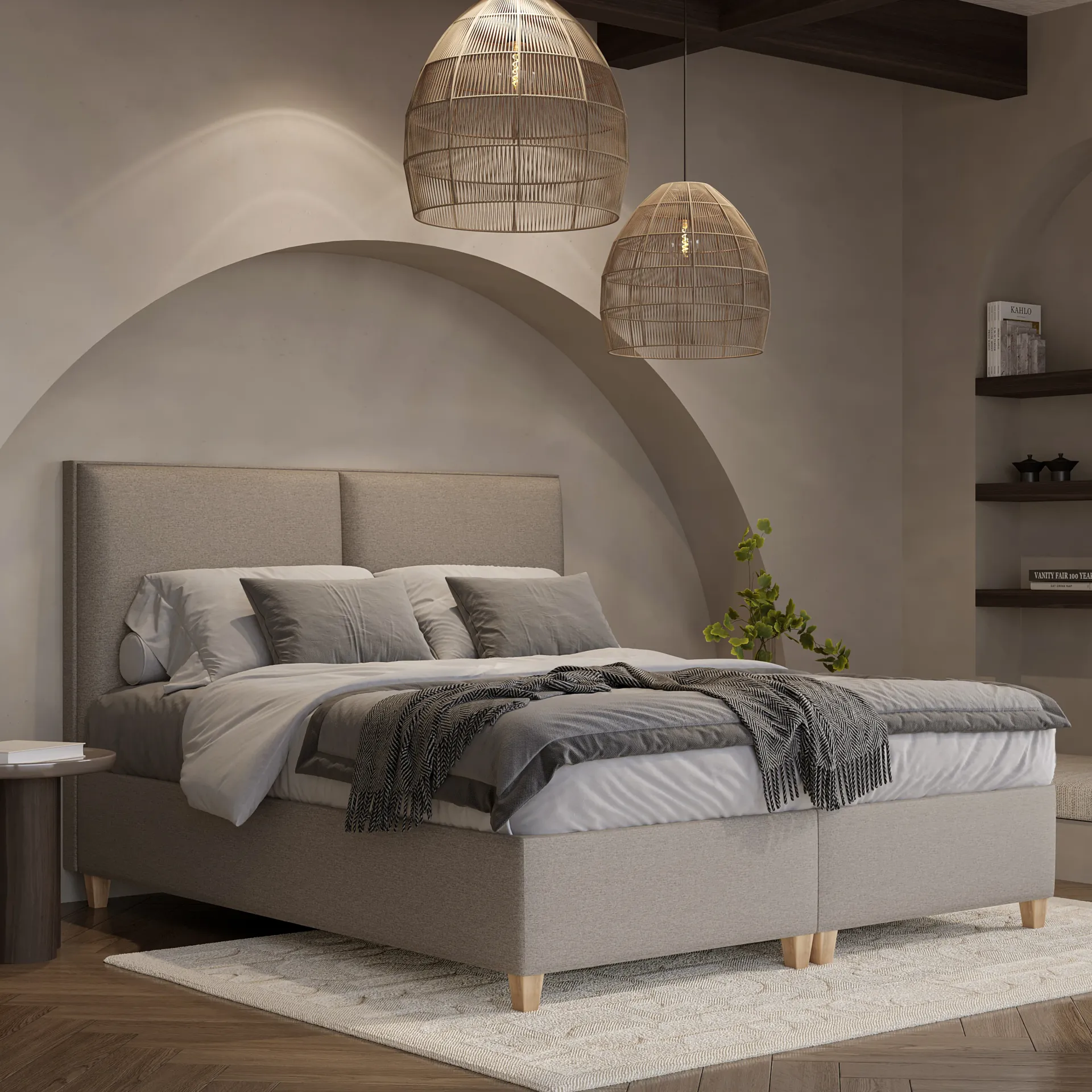 Łóżko Magnolia kontynentalne 140x200 bez pojemnika, grupa 1 ramowe/kontynentalne, tapicerowane, z pojemnikiem