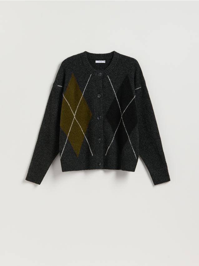 Opinie o Reserved - Kardigan w romby - szary