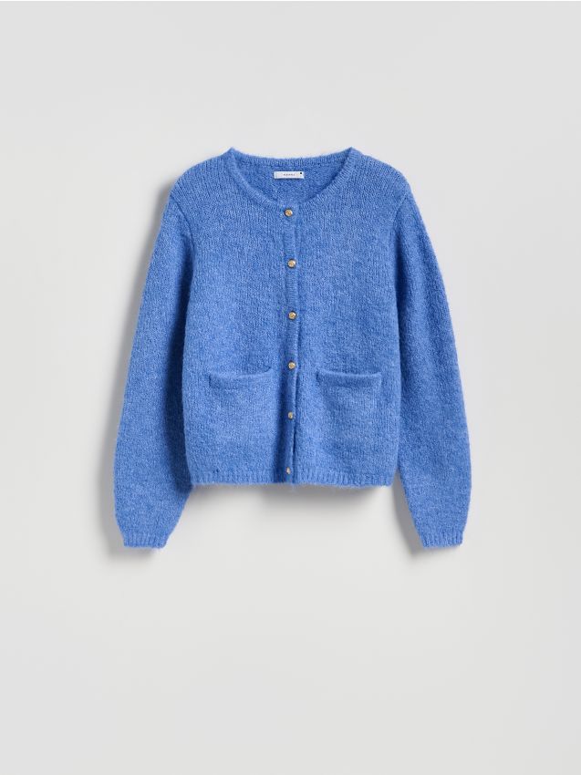 Reserved - Kardigan z ozdobnymi guzikami - niebieski