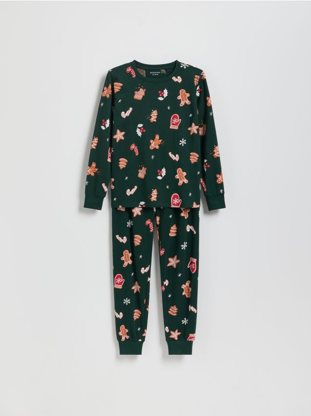 Reserved - Świąteczna piżama - ciemnozielony