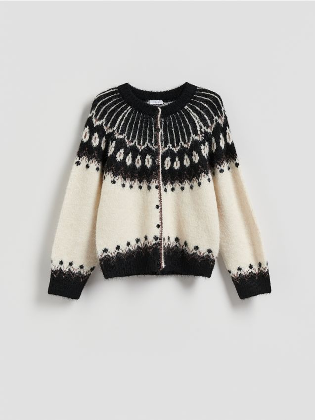 Reserved - Wzorzysty kardigan - wielobarwny