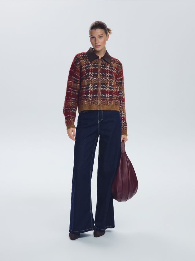 Reserved - Sweter z kontrastowym kołnierzem - wielobarwny