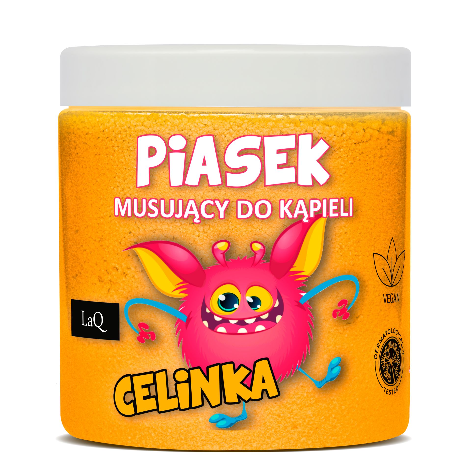 LaQ Dupcio, piasek musujący do kąpieli dla dzieci, pomarańczowy, 190g