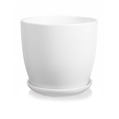 Donica ceramiczna z podstawkiem biała 14 cm