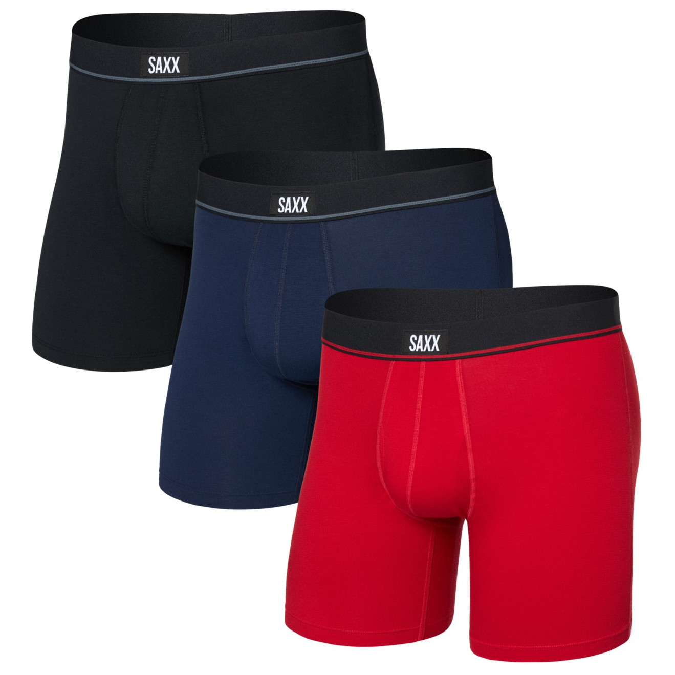 Męskie bokserki Saxx Essential Cotton Boxer Brief Fly 3Pk Rozmiar: L / Kolor: czerwony