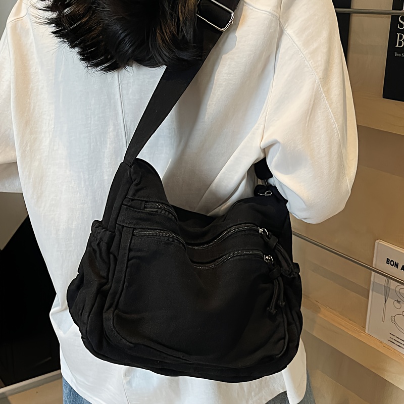 TEMU Perfect Lily Damska Torba z Regulowanym Paskiem, Wielofunkcyjna i Zamykana na Zamek – Przestronna Retro Torba Idealna na Codzienne Dojazdy,