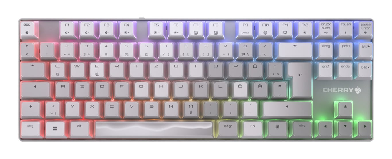 CHERRY XTRFY MX 8.2 TKL Wireless XAGA Gaming USB + RF Wireless + Bluetooth QWERTZ Niemiecki Biały G80-3882SJADE-0