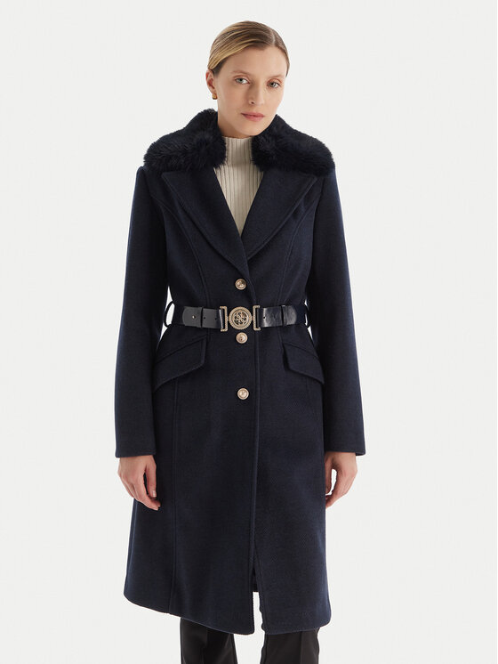 Guess Płaszcz przejściowy W5BL25 W2672 Granatowy Regular Fit