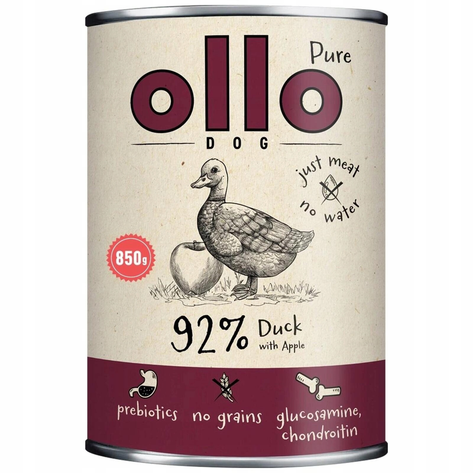 OLLO Pure Kaczka z jabłkiem - mokra karma dla psa - 850g