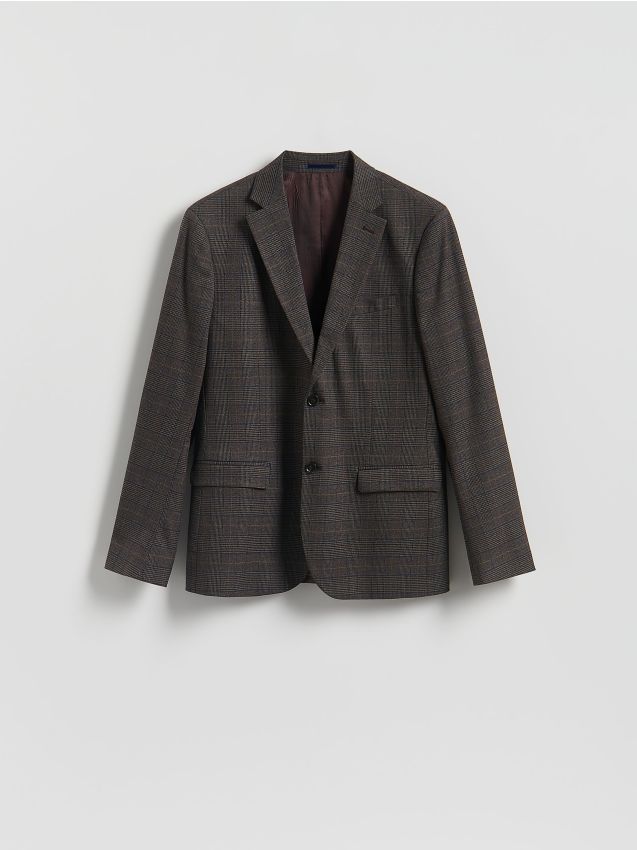 Reserved - Marynarka slim fit z wiskozą - brązowy