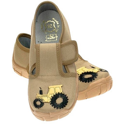 Kapcie dziecięce przedszkolne TRAKTOR na rzepy wkładka skóra polskie RAWEKS B29