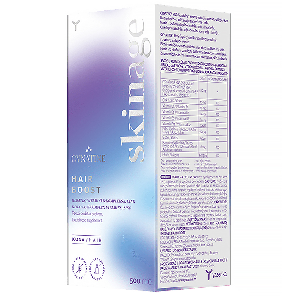 Yasenka Skinage Hair Boost, smak pomarańczowy, 500 ml