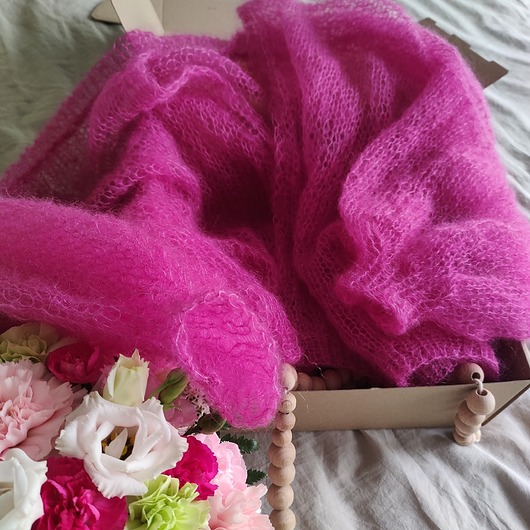 Różowy kardigan z jedwabiem i kod mohair Chmurka oversize