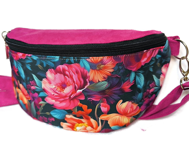 Kolorowa nerka z kwiatkami róż fuksja