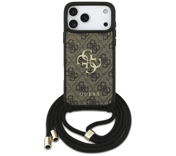 Guess 4G Big Logo Cord Stap Crossbody do iPhone 17 Pro Max Brązowy