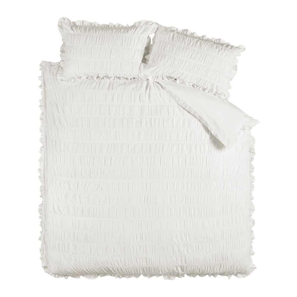 Biała pościel dwuosobowa z kory 200x200 cm Seersucker Frill – Catherine Lansfield