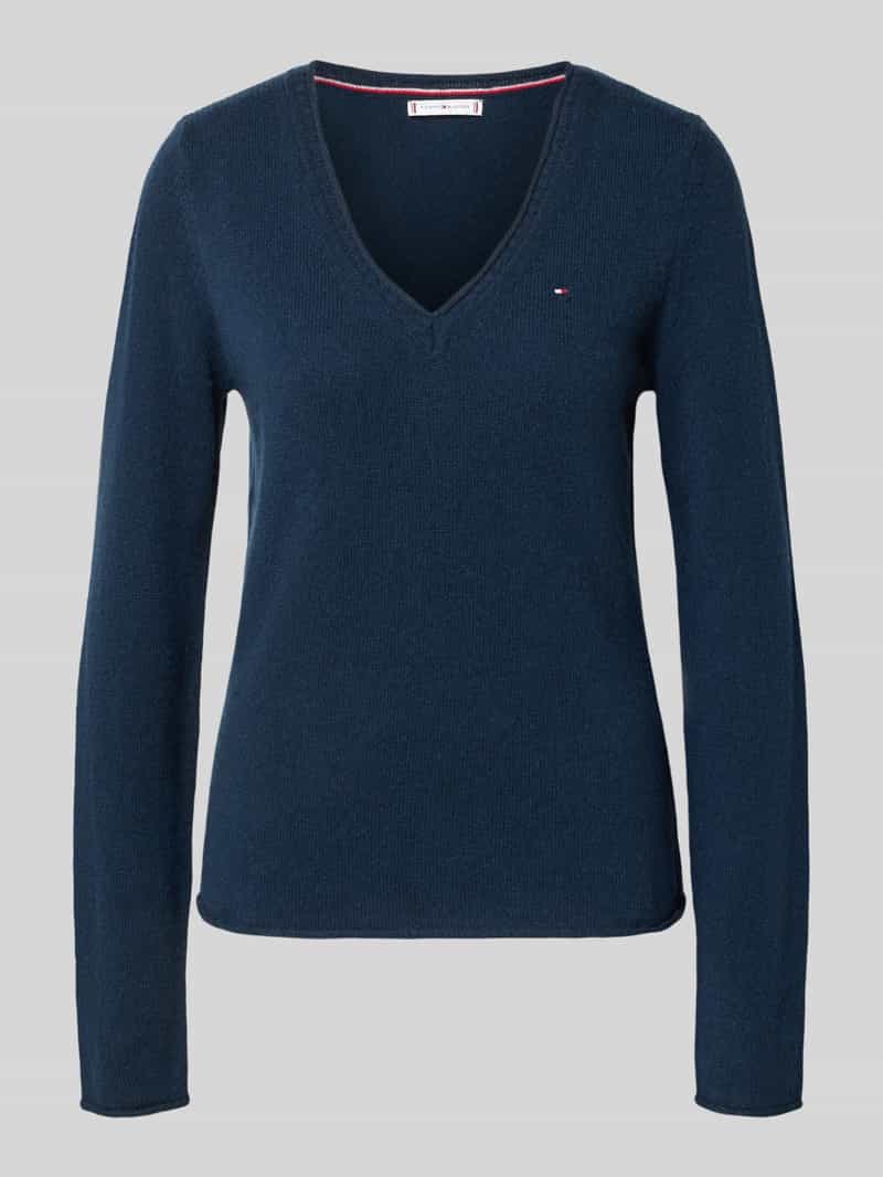 Sweter z dzianiny o kroju slim fit z czystej wełny