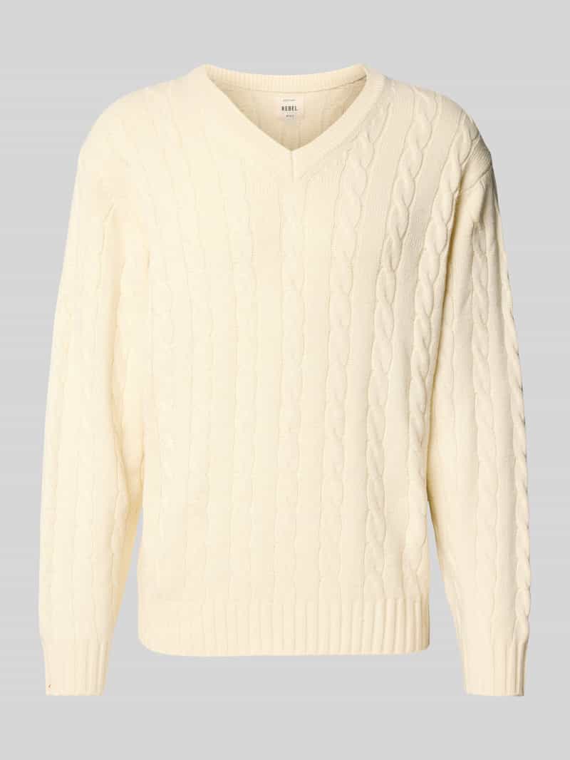 Sweter z dzianiny z prążkowanymi wykończeniami model ‘PELLE’