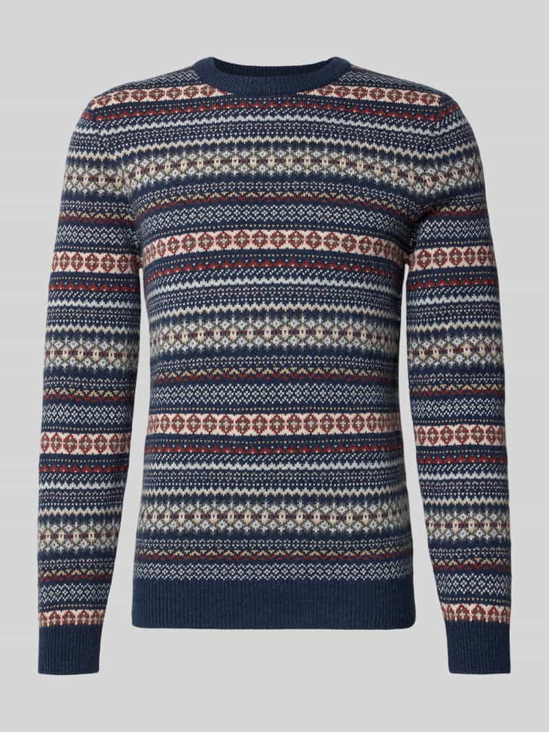 Sweter z dzianiny z mieszanki wełny z okrągłym dekoltem