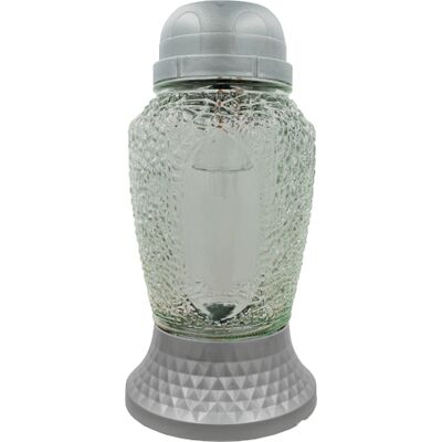 Znicz szklany solarny LA Z320 SOL SR 10,5 x 20 cm srebrny