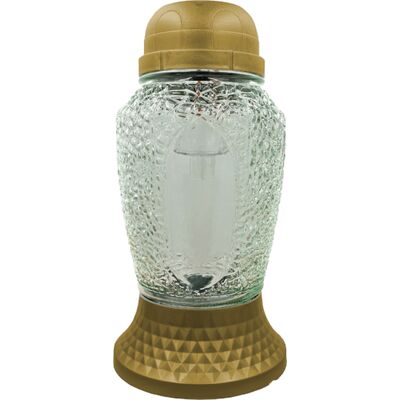 Znicz szklany solarny LA Z320 SOL ZŁ 10,5 x 20 cm złoty