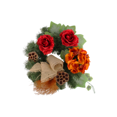 Stroik z 3 kwiatami 36 cm czerwony