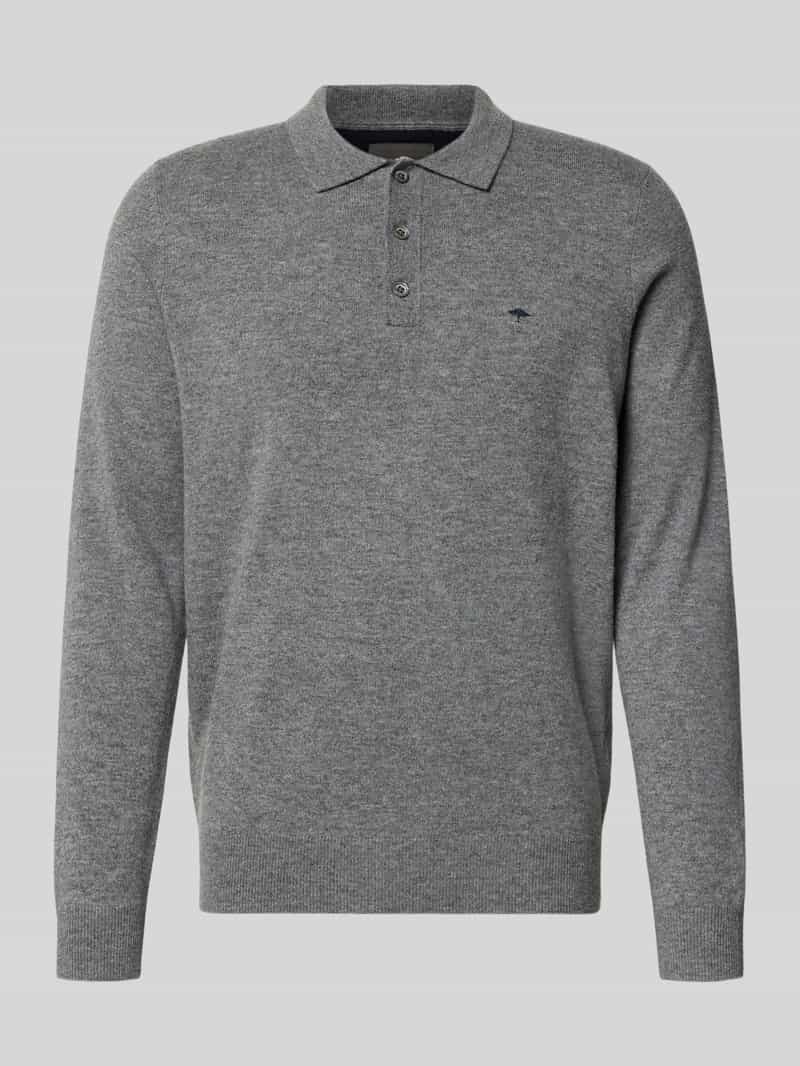 Koszulka polo z mieszanki wełny merino i kaszmiru z wyhaftowanym logo