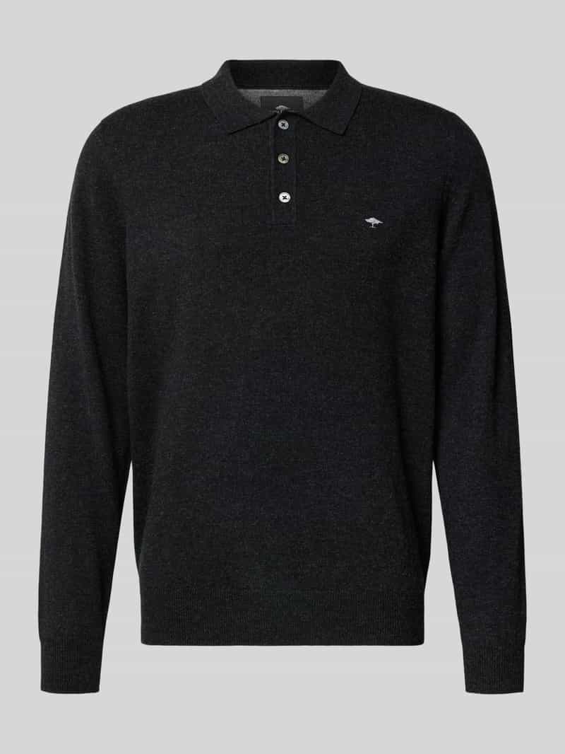 Koszulka polo z mieszanki wełny merino i kaszmiru z wyhaftowanym logo