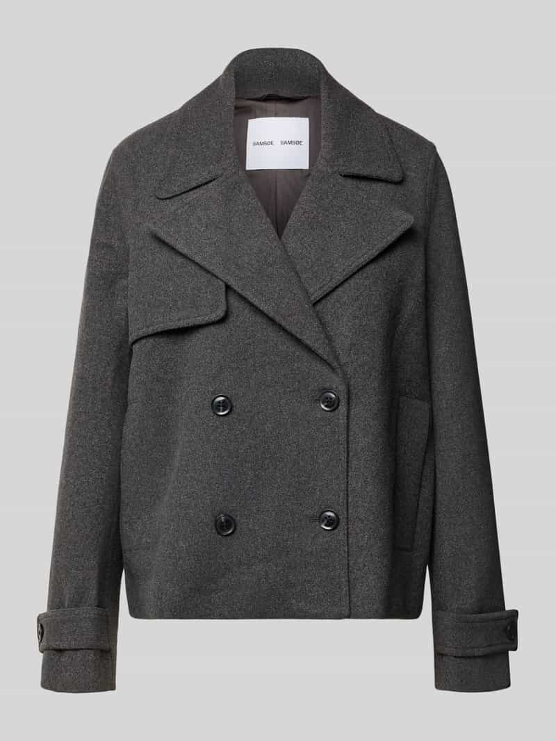 Kurtka z mieszanki wełny z kołnierzem z połami model ‘MARTA’